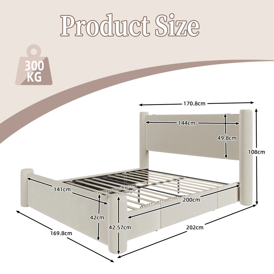 LVHOM Modern 140x200 cm Bed Frame