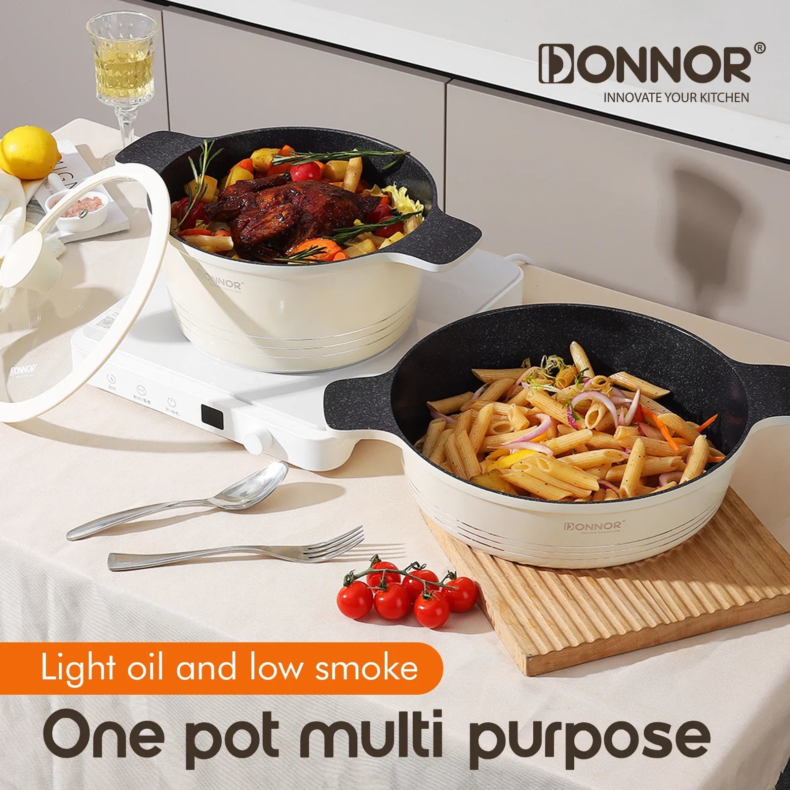 DONNOR 15pcs/set Non Stick Pan Aluminum+Ceramic Cookware