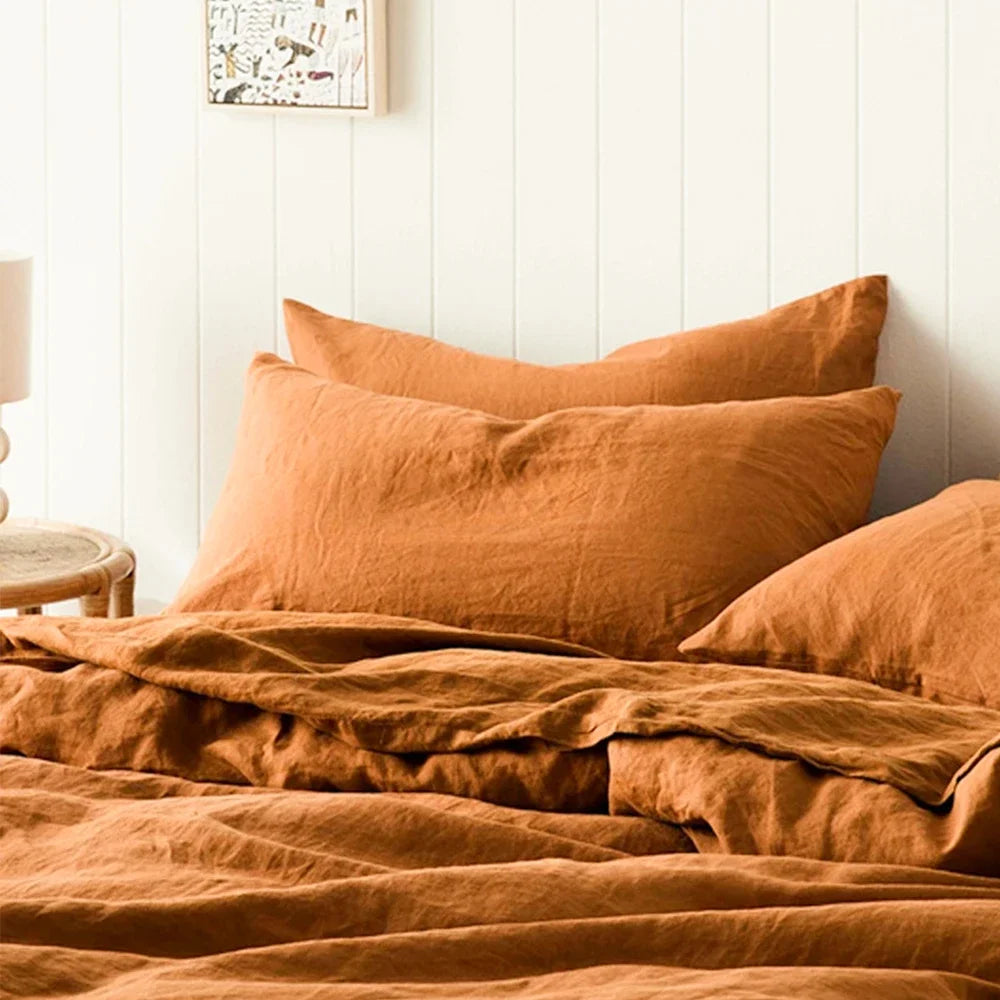 Set of 2 100%Linen Soft Breathable Pillowcase Decorative Square