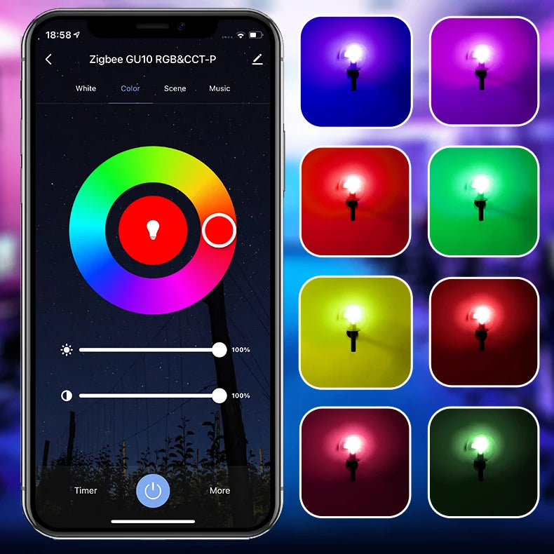 MOES Tuya ZigBee GU10 WIFI Smart LED Bulbs RGB C+W White 5W