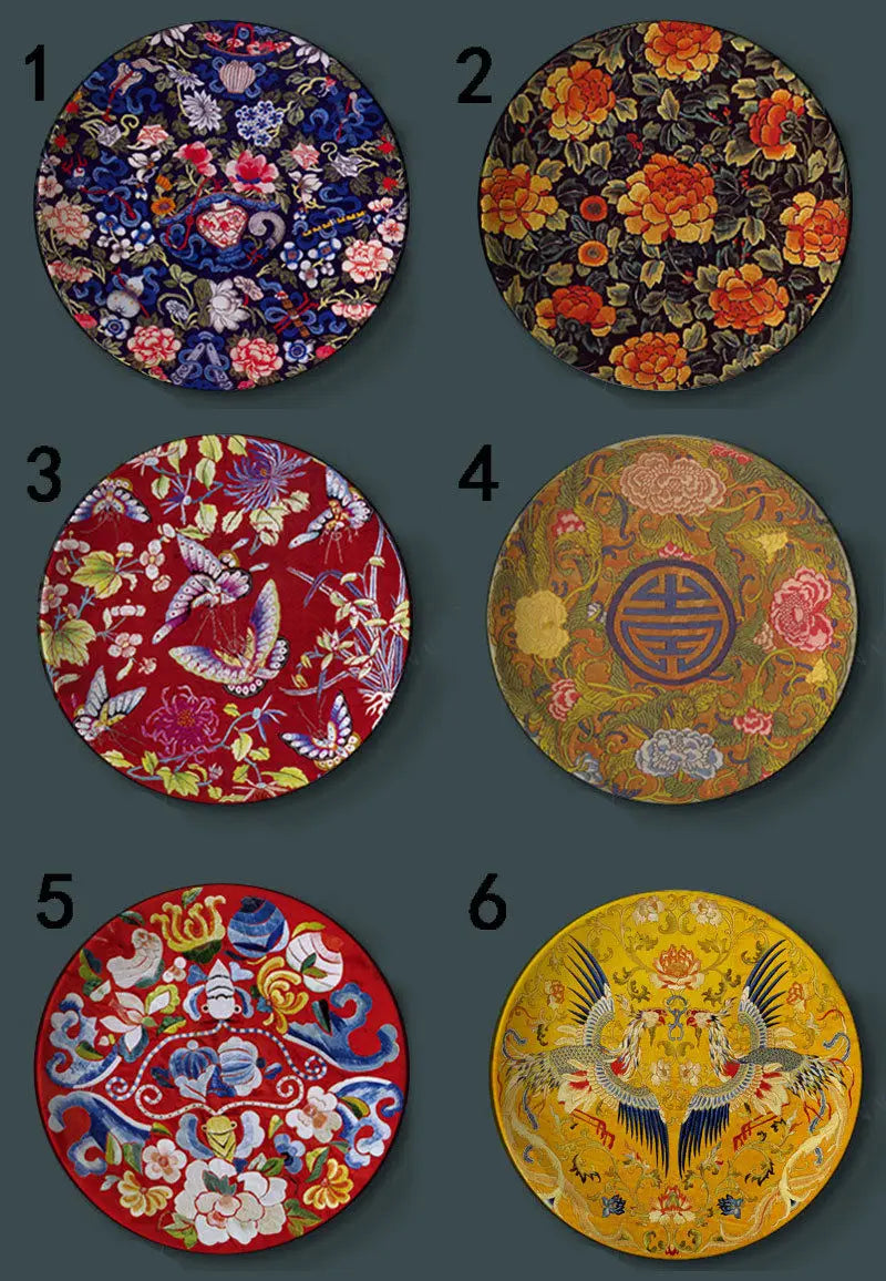 6-8inch Chinese Style Ceramic Plate with Dragon Phoenix