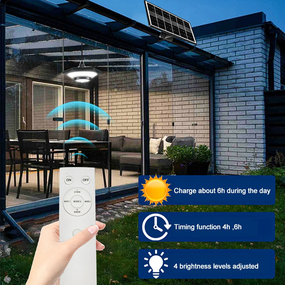 Solar Pendant Lights Outdoor Solar Shed Light Motion Sensor 288 LEDs