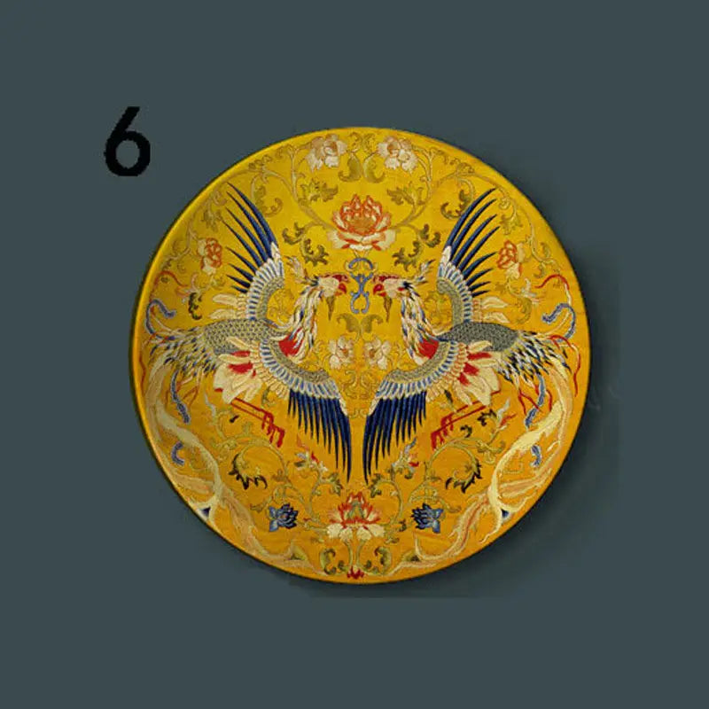 6-8inch Chinese Style Ceramic Plate with Dragon Phoenix