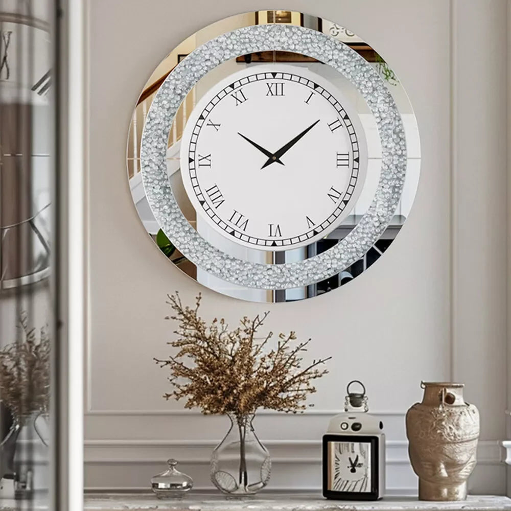 LUVODI 32inch Modern 3D Wall Clock Large Diamond Crystal
