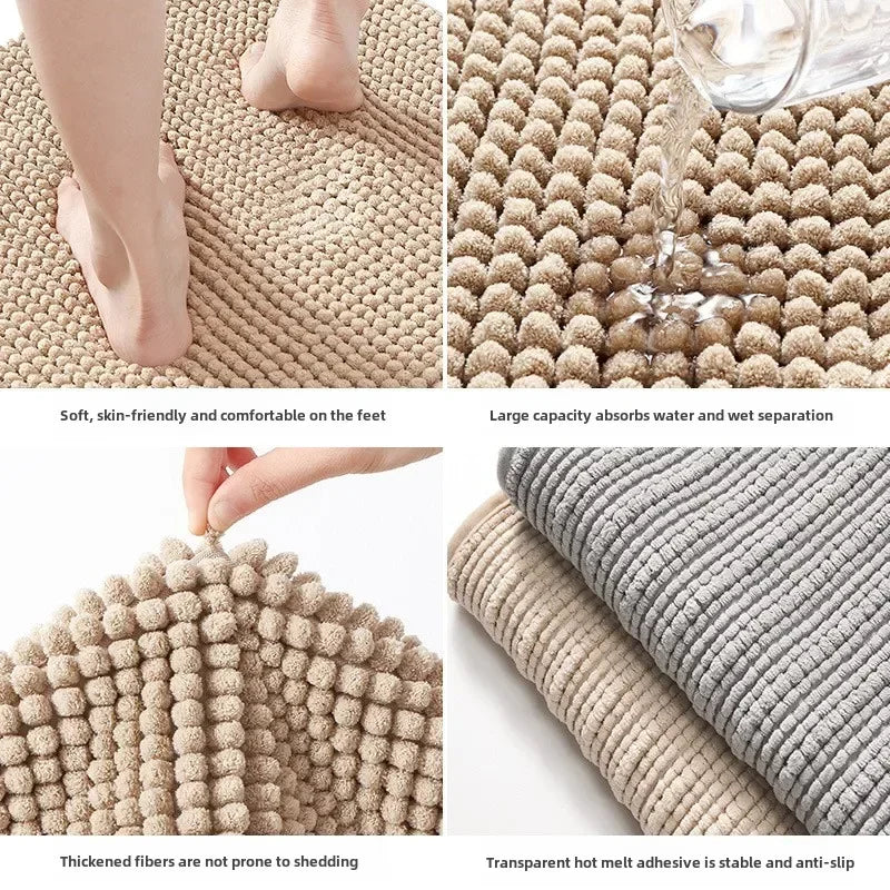 Chenille Bath Mats Encrypted Thickened Short Plush Strong