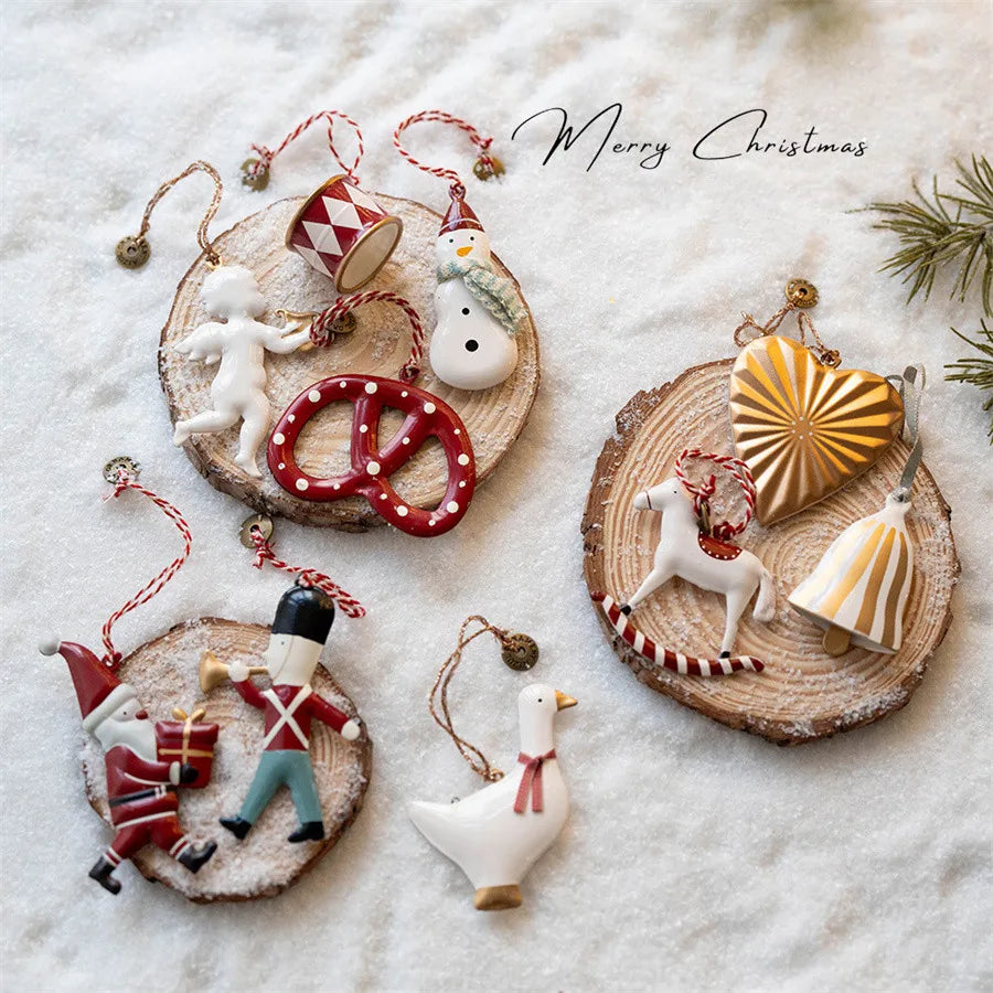 Metal Hand Painted Hanging Christmas Tree Decoration, Holiday Gift