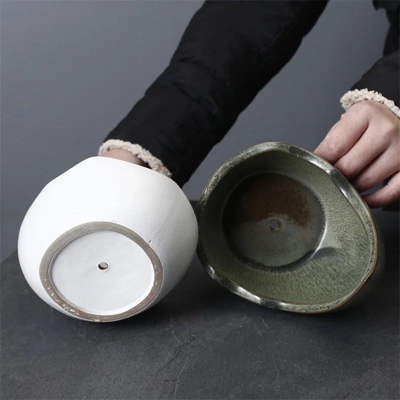 Rhinoceros Horn Shape Ceramic Flower Pot Green Plant Pot