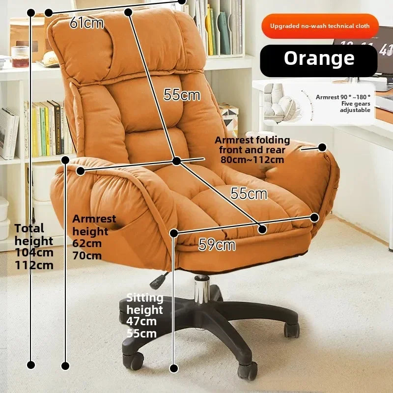 Footrest Wheels Office Chair Kids Velvet