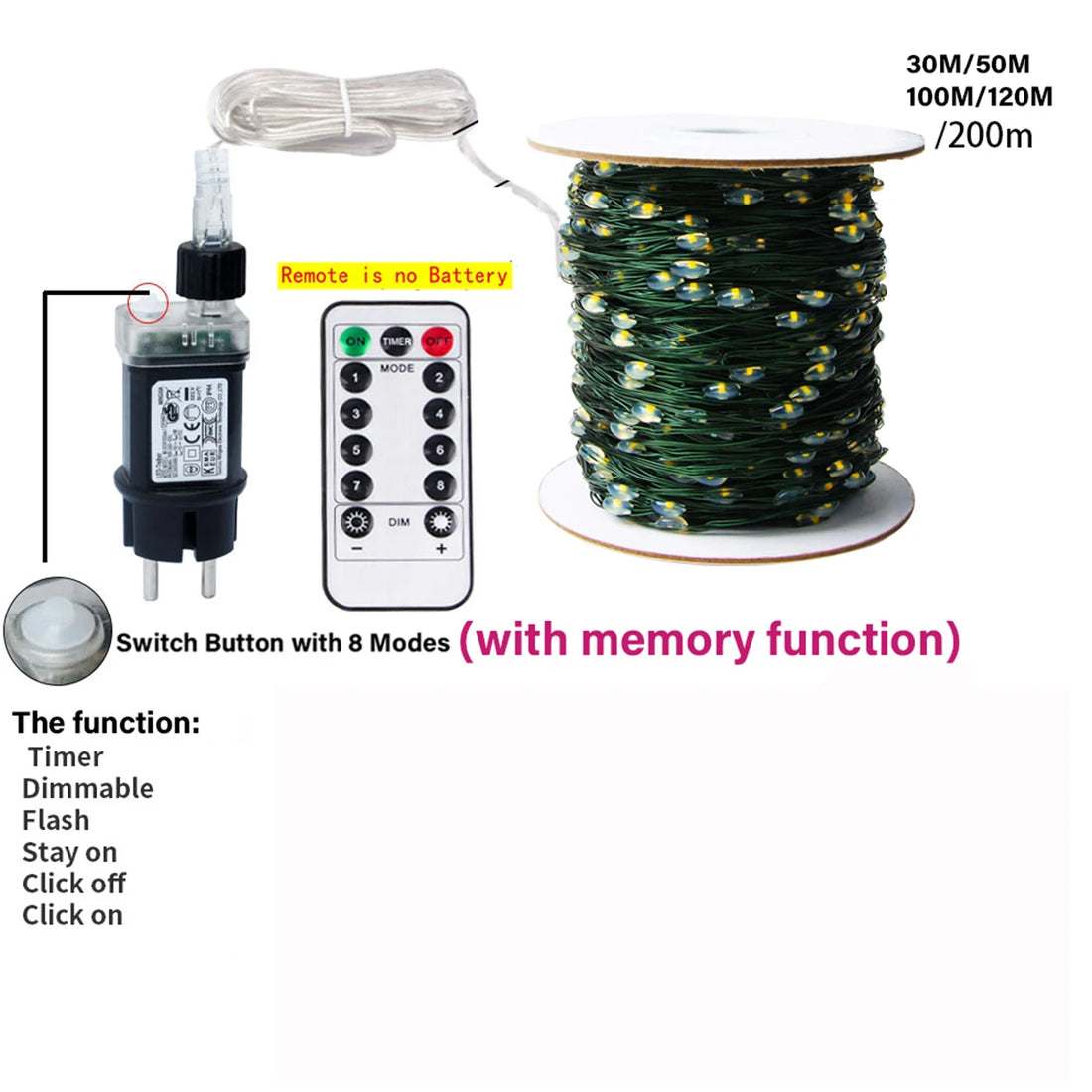 100M 200M LED String Lights Green Wire Fairy Lights