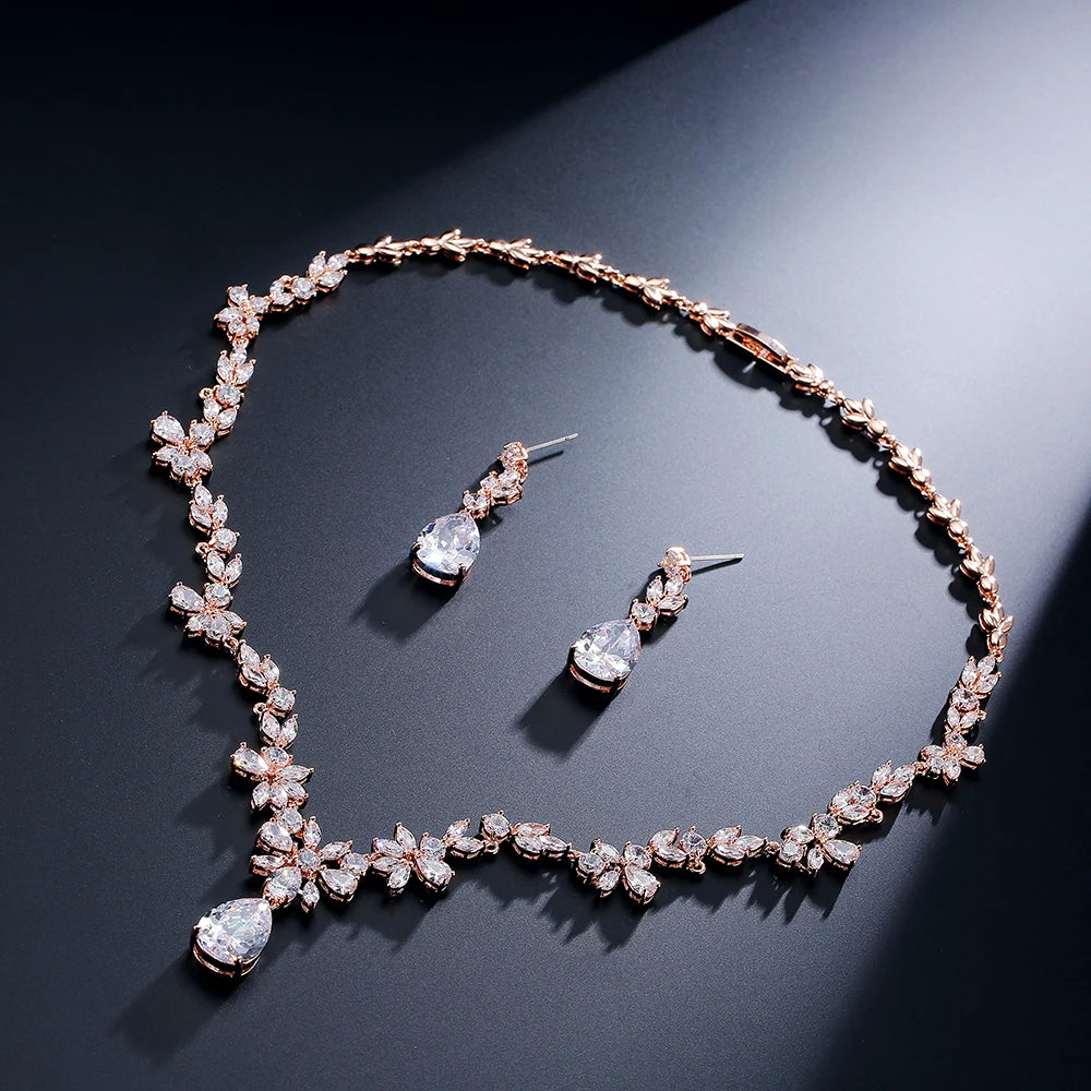 ZAKOL Brand Luxury AAA Zircon Earrings Necklace Jewelry Set