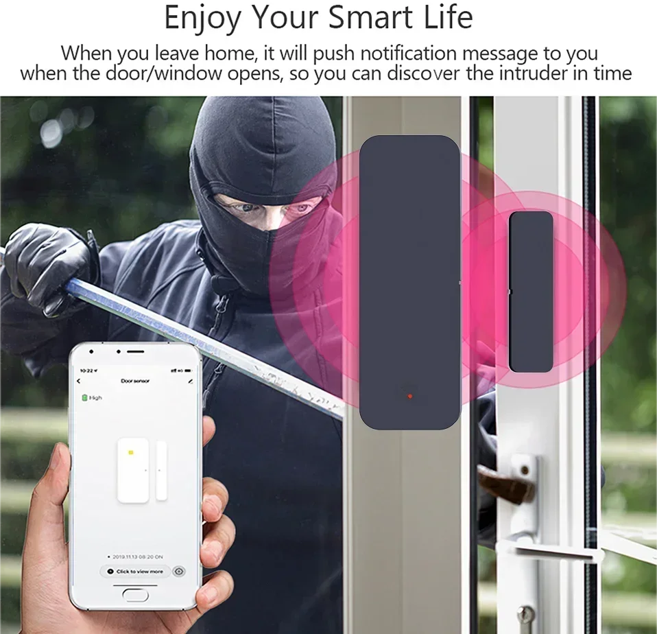 Tuya Zigbee Wifi Door Sensor Window Entry Sensor Security Burglar