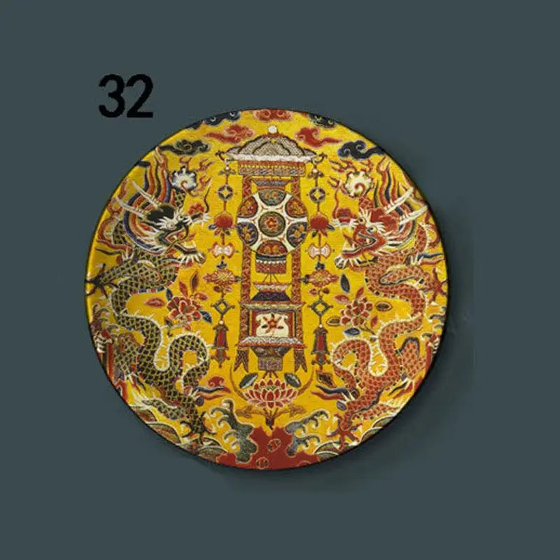6-8inch Chinese Style Ceramic Plate with Dragon Phoenix