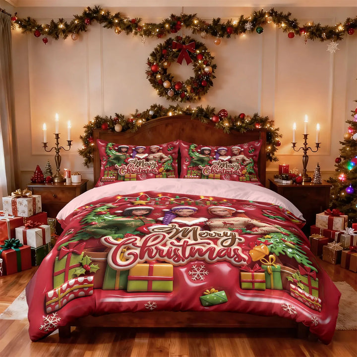 3pcs Christmas imitation relief K-Pop Demon Hunters printed coreless down comforter set