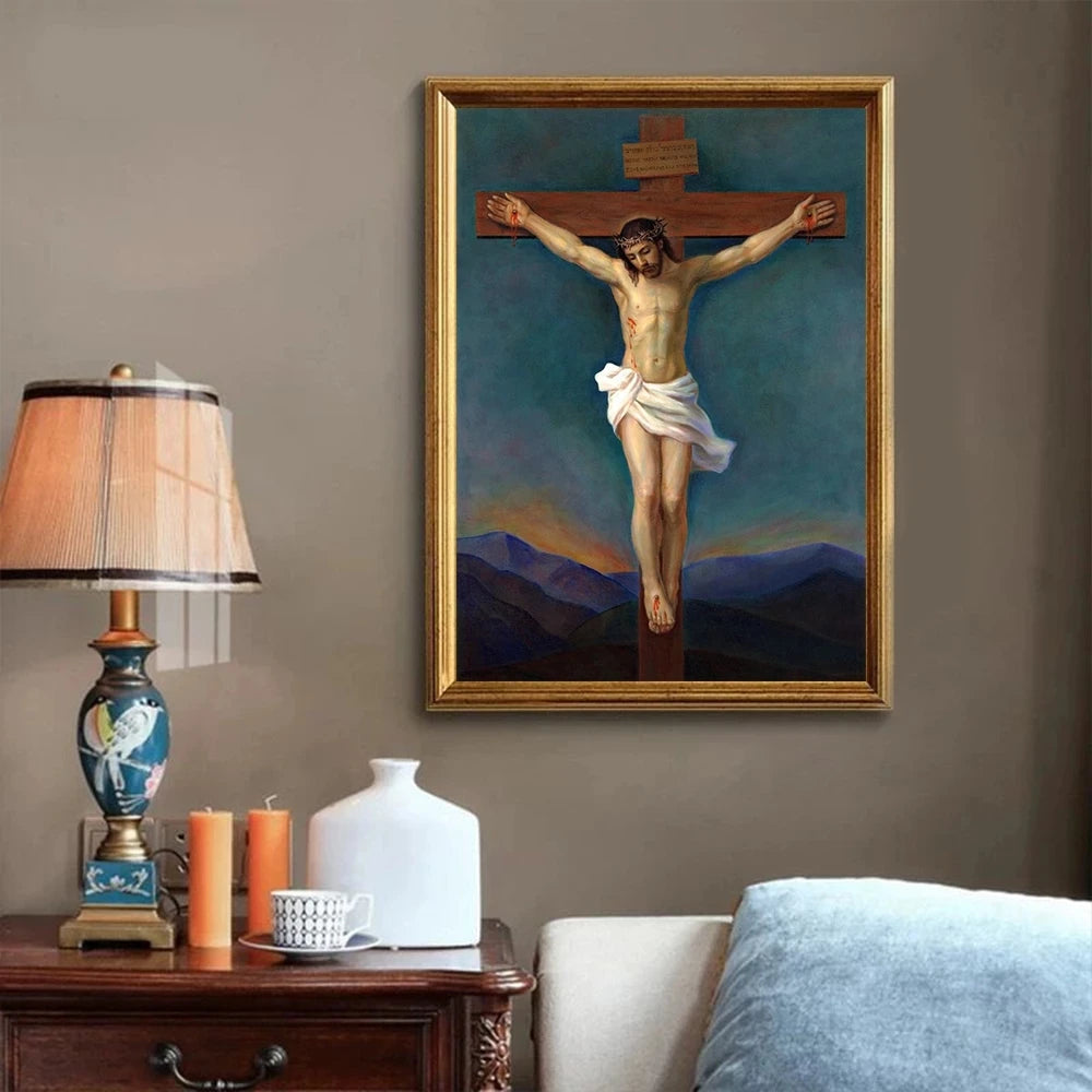 Jesus Christ On The Cross Painting Prints on Canvas Wall Art Christ Pictures