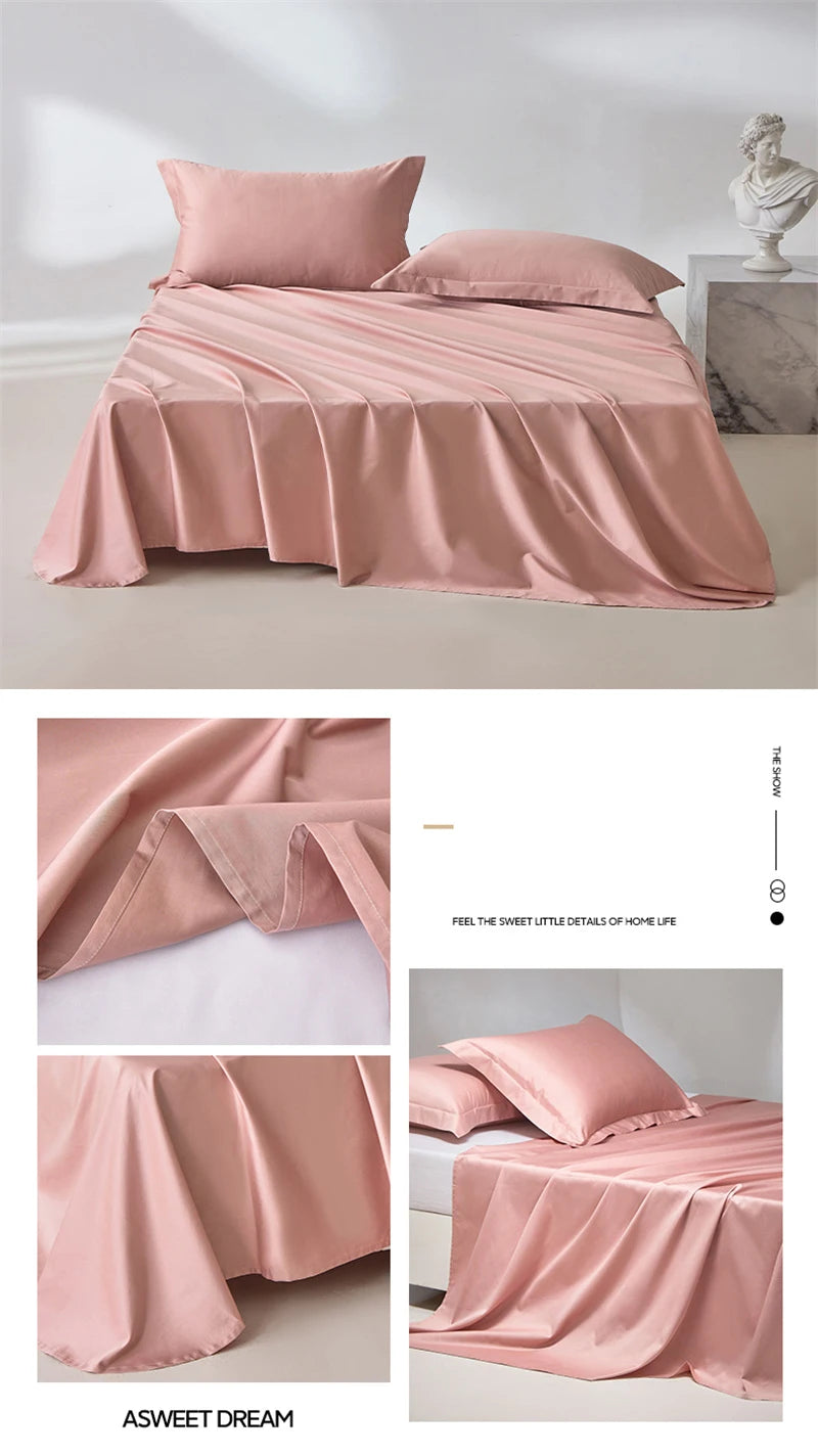 1pc Bed Flat Sheet 100% Egyptian Cotton Solid Color Top Sheets Single Double