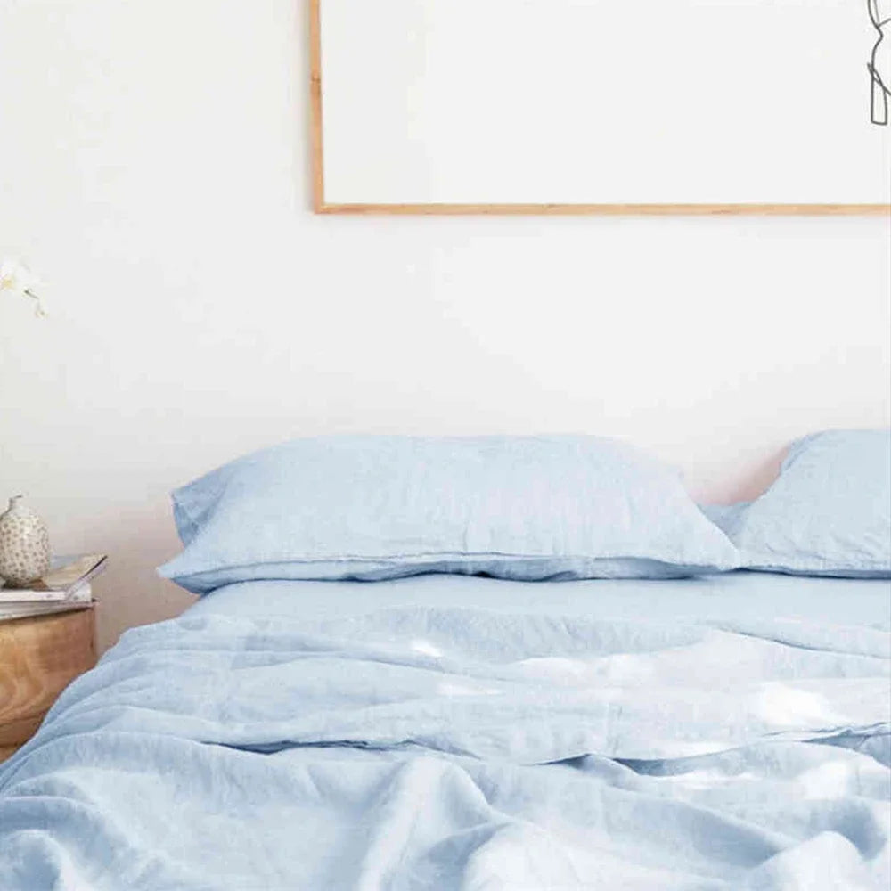 Set of 2 100%Linen Soft Breathable Pillowcase Decorative Square