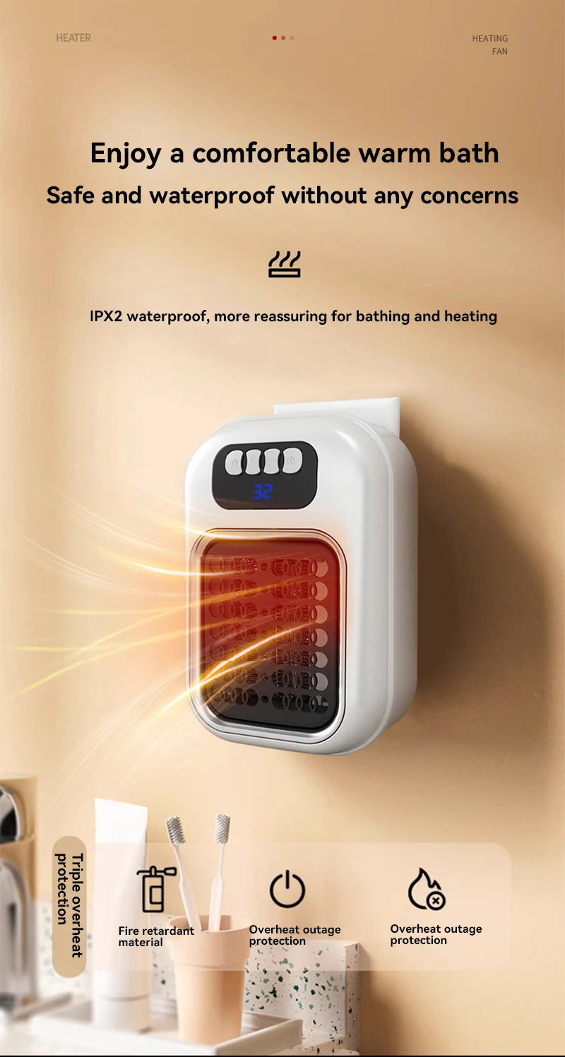 Xiaomi New Portable Heater Mini Electric Heater Plug in Wall Room Heater