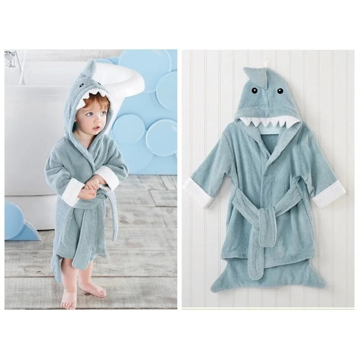 Cotton Baby Robe Bath Towel Cartoon Hoodies Infant Girls Boys Sleepwear