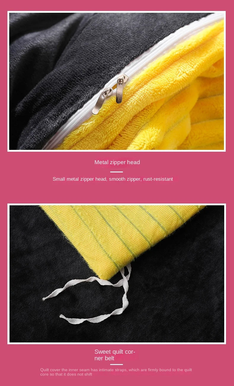 Winter Thick Solid Color Velvet Duvet Cover Warmth Bedding Set