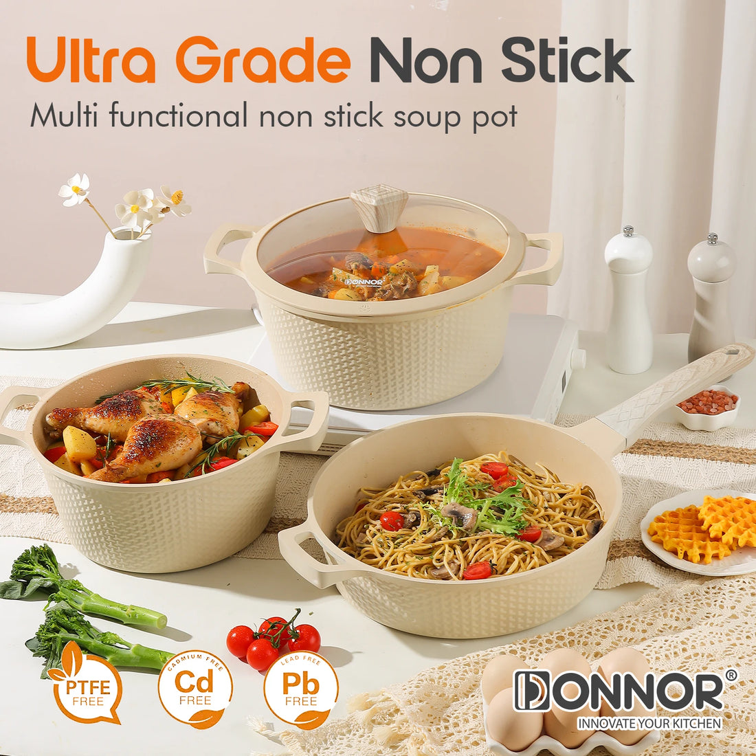 DONNOR Induction Cookware Set - Cookware Set with Lid