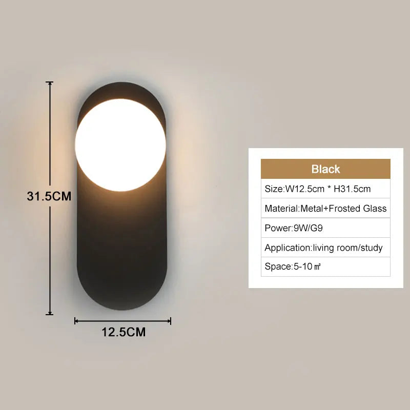 Interior LED Wall Lamps Wall Lights with G9 Bulb for Bedroom Black Gold  LED