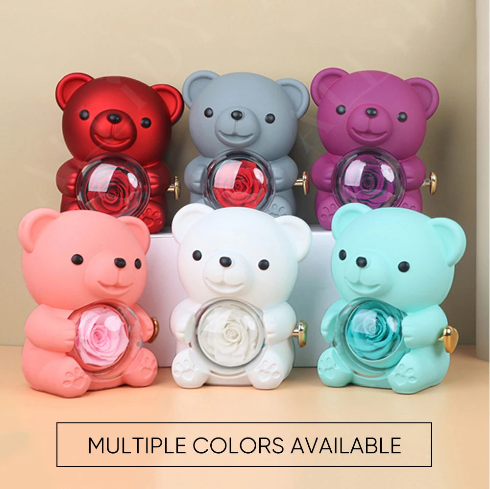 2025 Hot Eternal Rose Teddy Bear Gift Box with Custom Necklace Jewelry Set