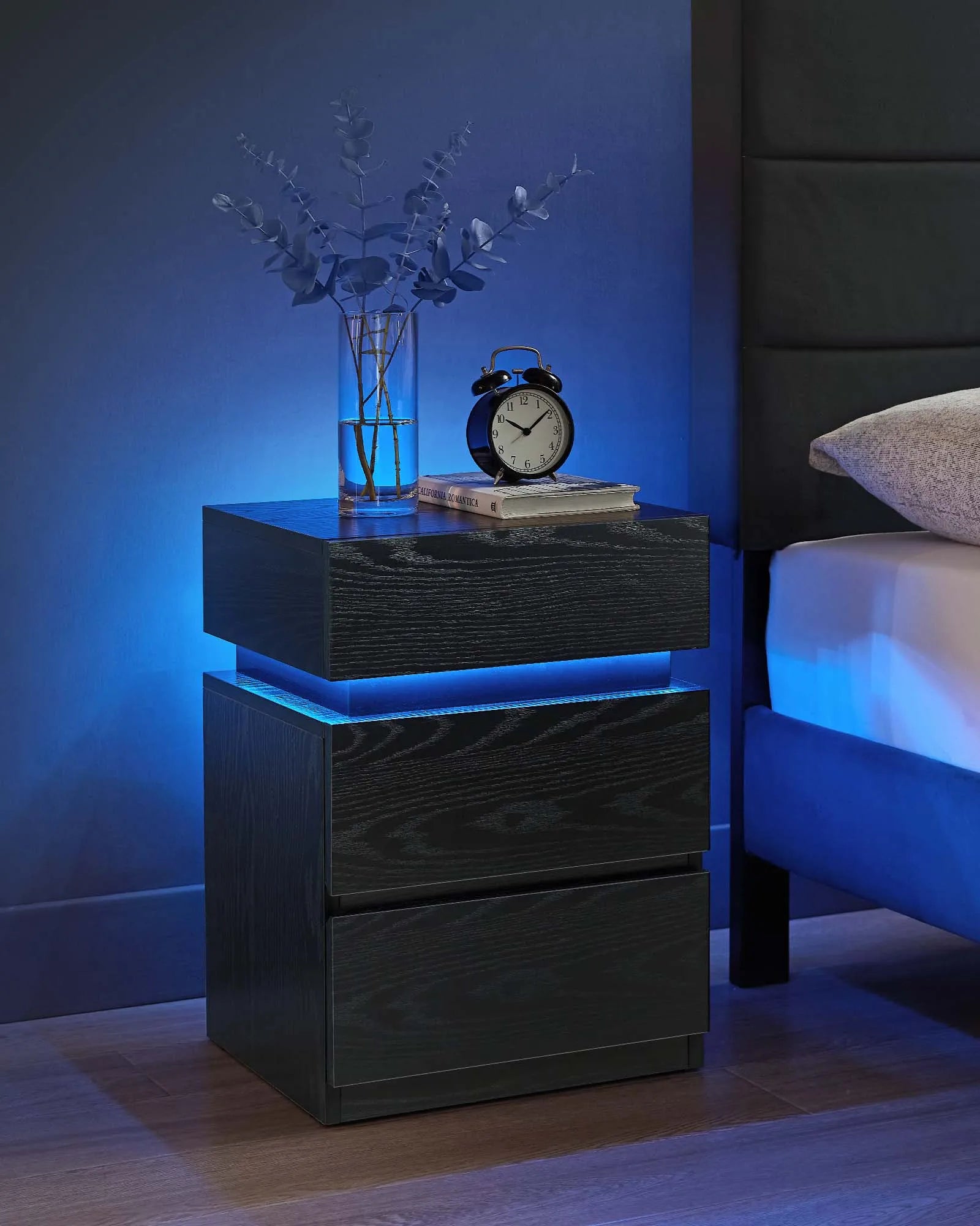 VASAGLE Bedside table with LED lighting