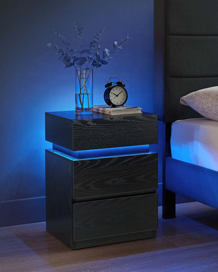 VASAGLE Bedside table with LED lighting