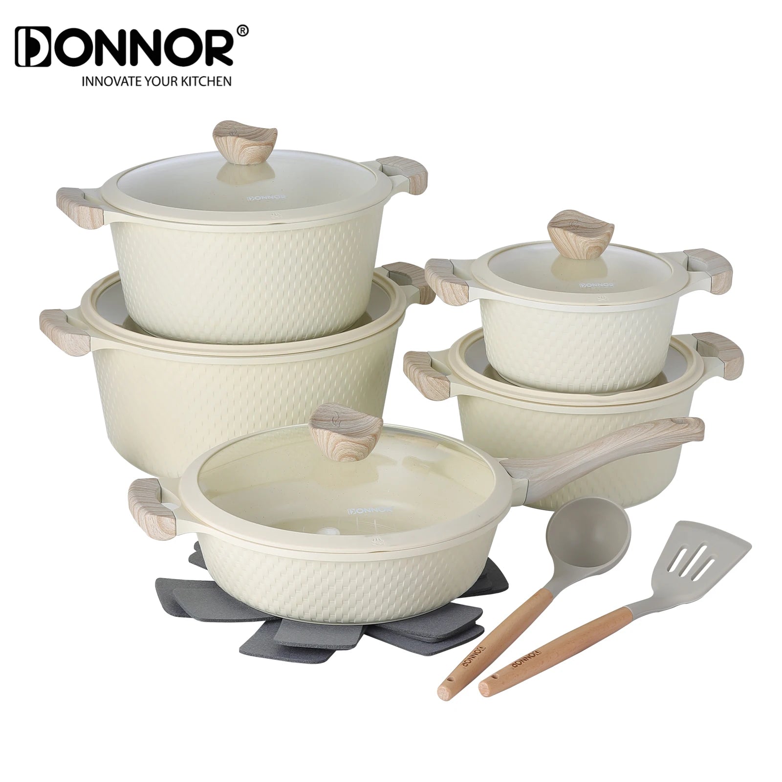 DONNOR 15-piece Pot Set, Non-stick Kitchen Cookware Set Non-stick