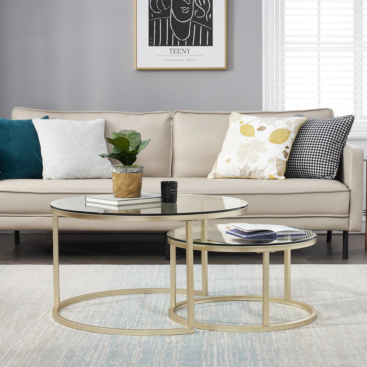 EGOONM 2 in 1 Iron Coffee Table Fashion Small Apartment Living Room Coffee Table