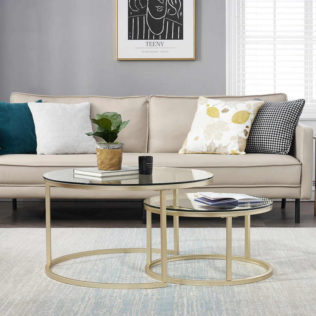 EGOONM 2 in 1 Iron Coffee Table Fashion Small Apartment Living Room Coffee Table