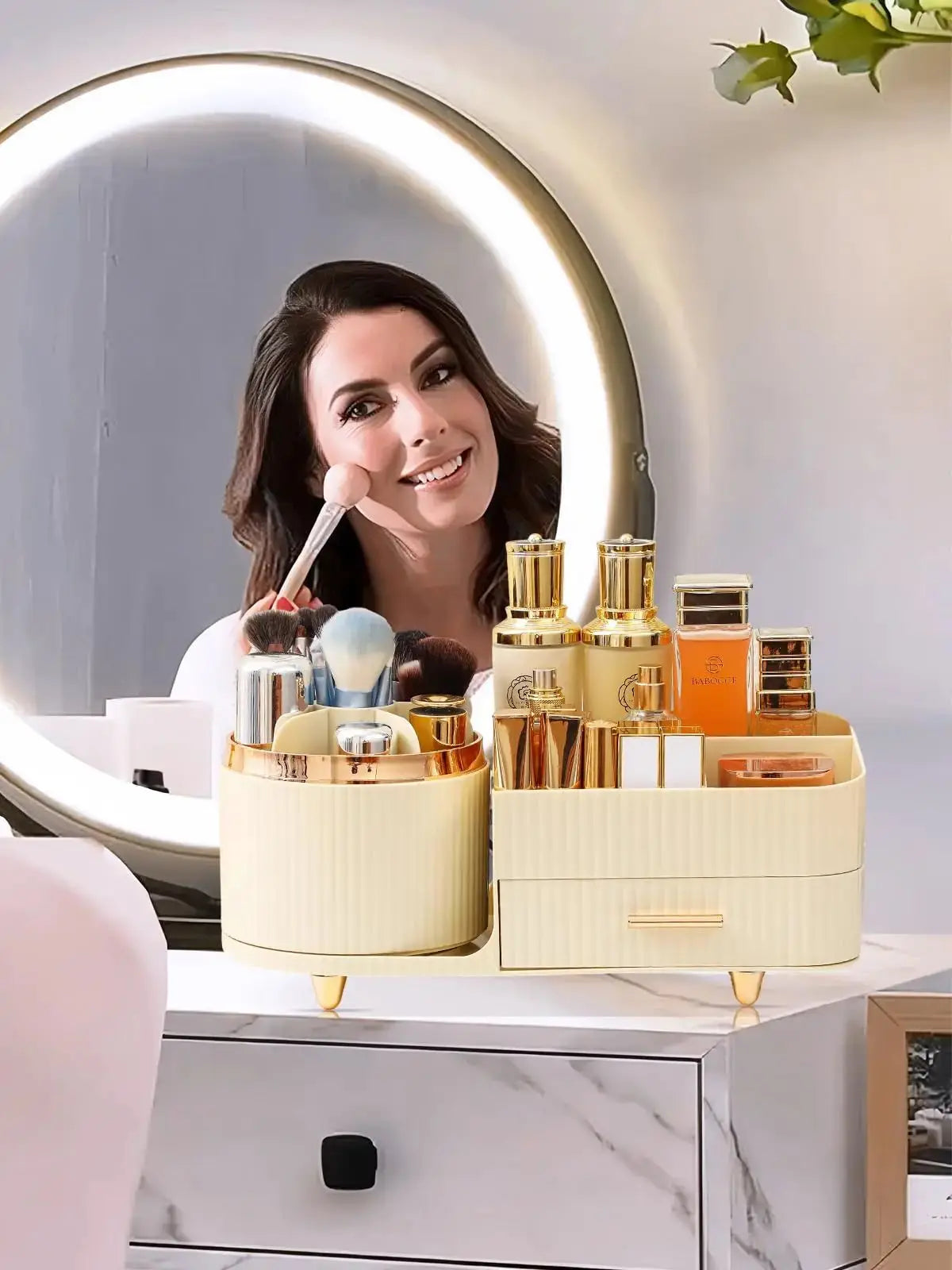 Makeup Storage Case Swivel Dustproof Desktop