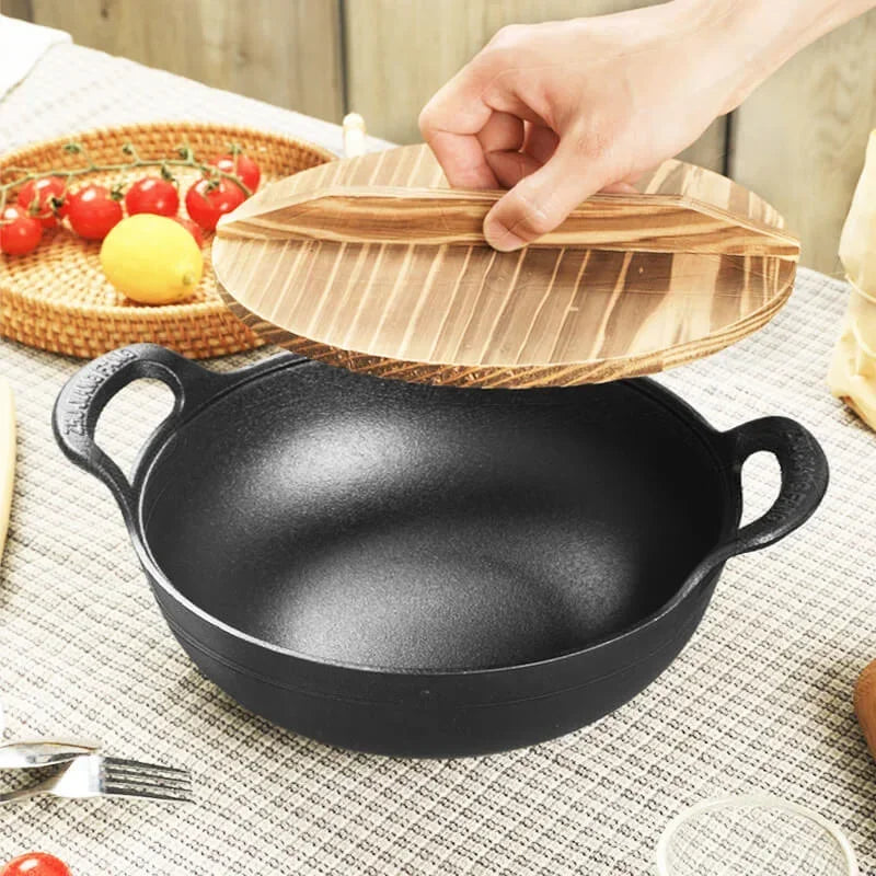 Cast Iron Pot Uncoated And Non Stick wok Casserole kitchen cooking pot