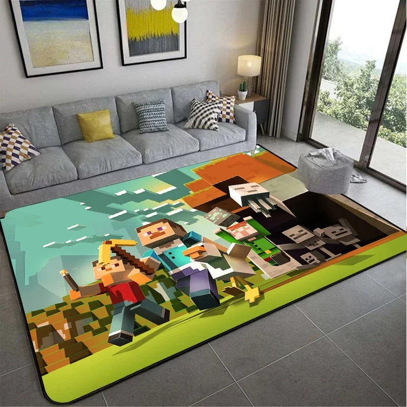 3D Game M-MINE Sandbox Carpet for Living Room Decor Bedroom