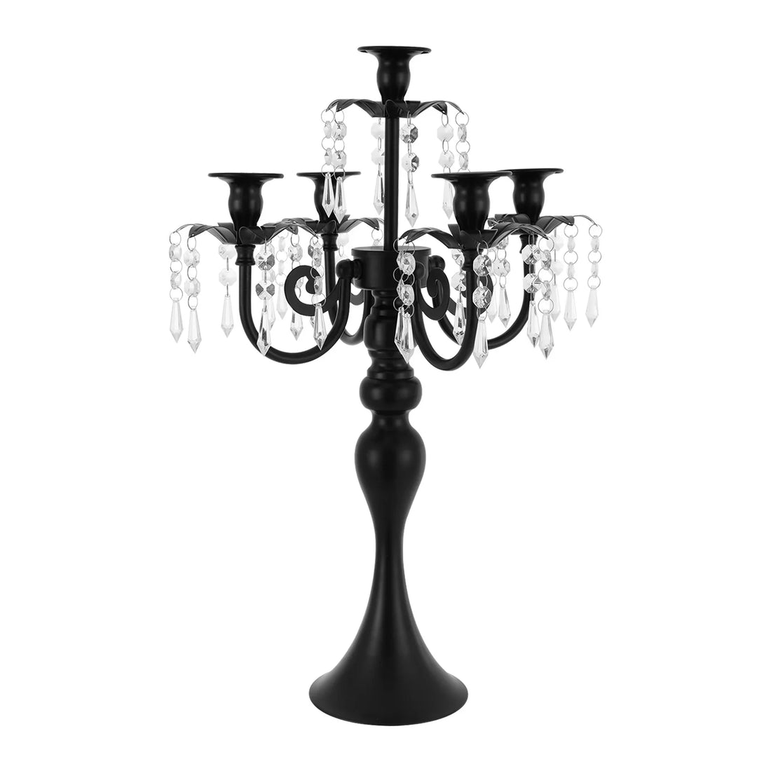 4Pcs 5-Arm Vintage Candle Holders 20in Black