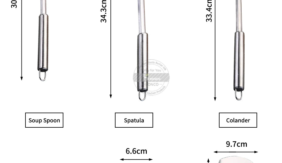 KONCO 6 Pieces Kictche Cooking Utensil Set Stainless Steel Cookware Set