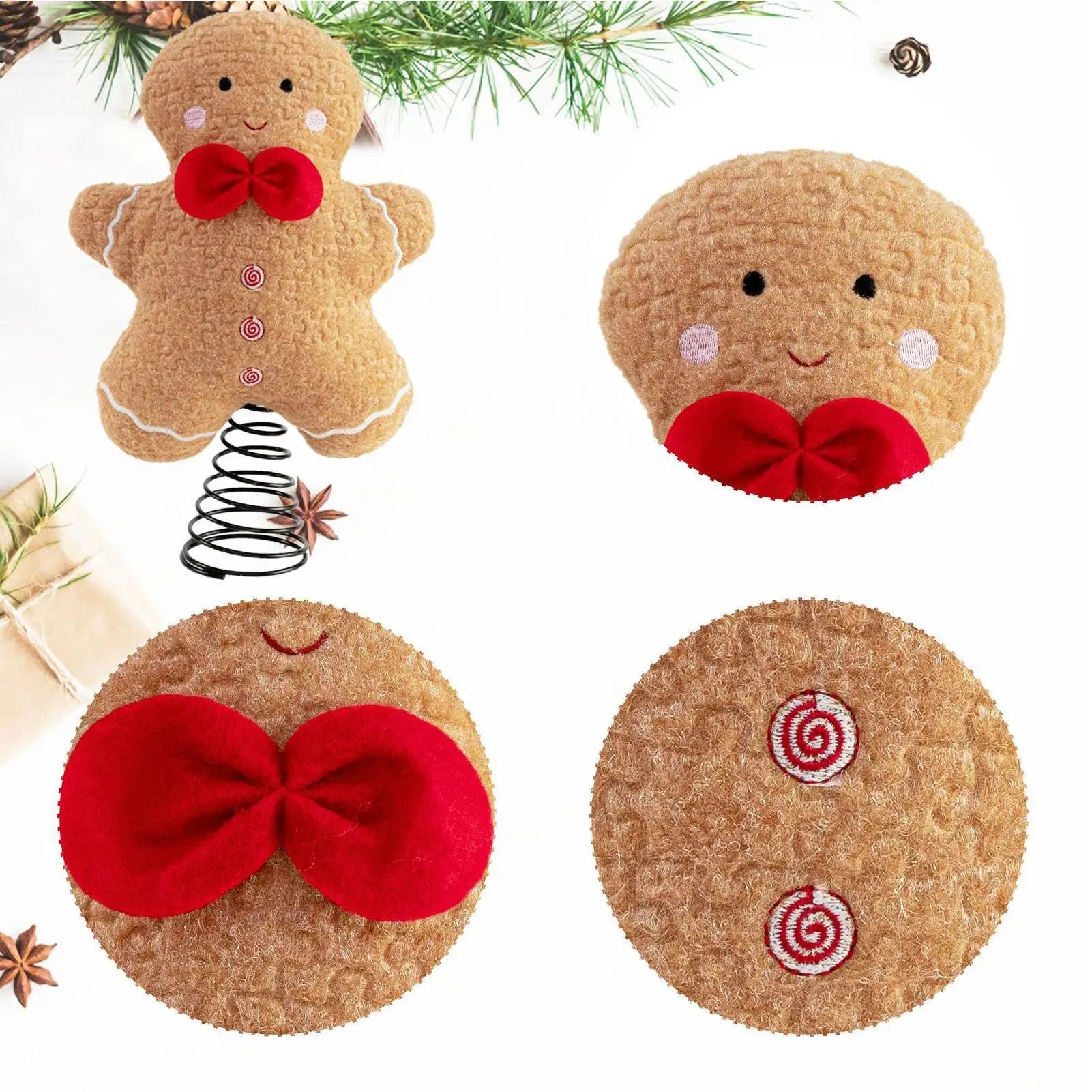 Christmas Pentagon Top Gingerbread Man Tree Topper Xmas Tree