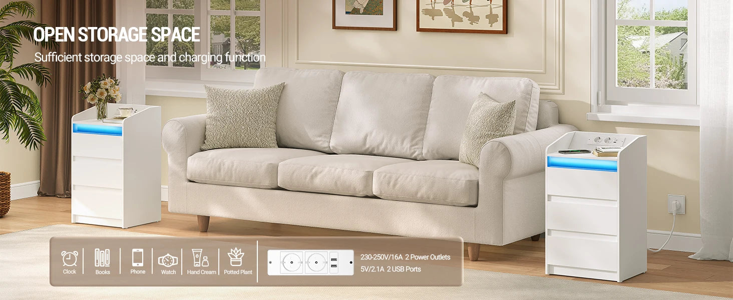 Hzuaneri Bedside Table with 3 Drawers