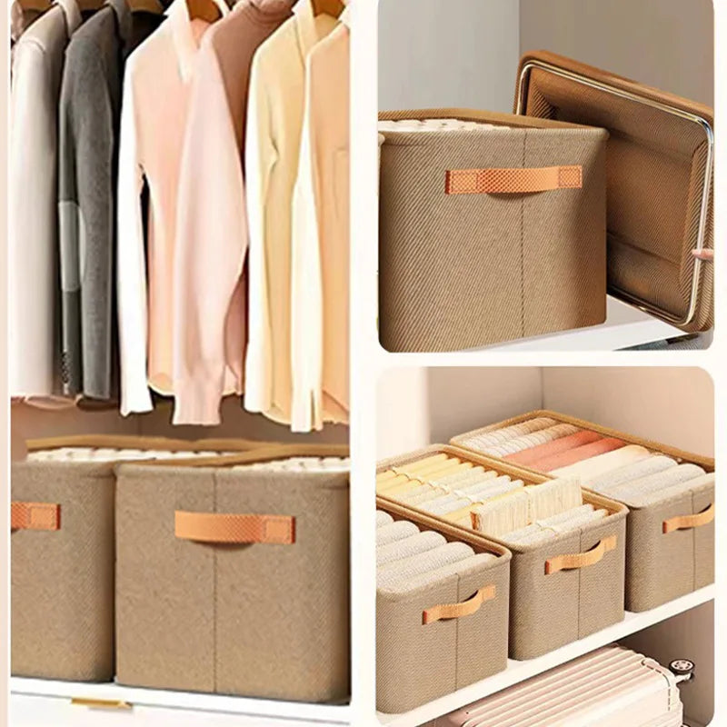 Folding Cotton Linen Storage Box Basket For Storing Dirty Clothes Laundry Basket