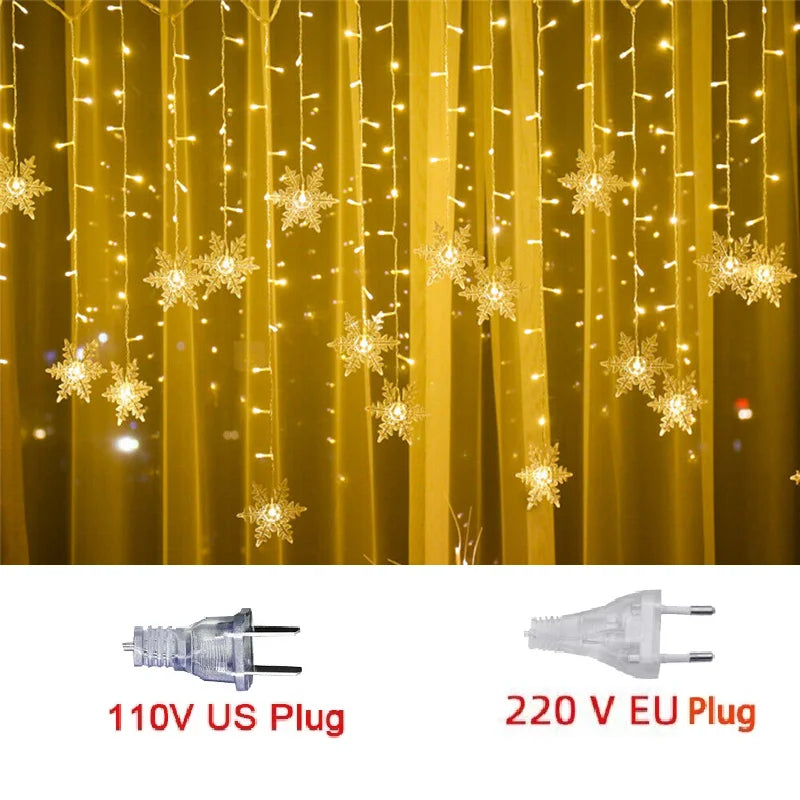 110V 220V Snowflakes  Curtain Garland