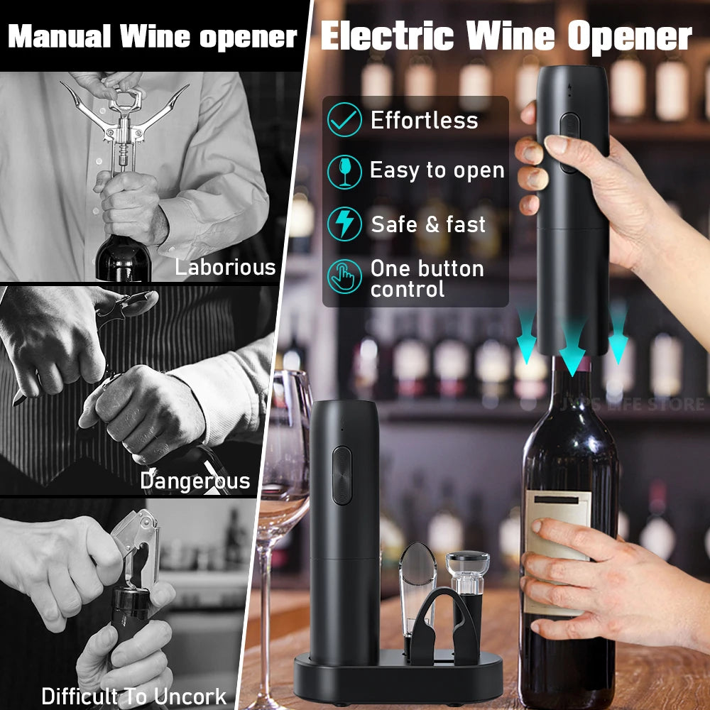 5 in1 Electric Wine Opener Set with Charging Base Automatic