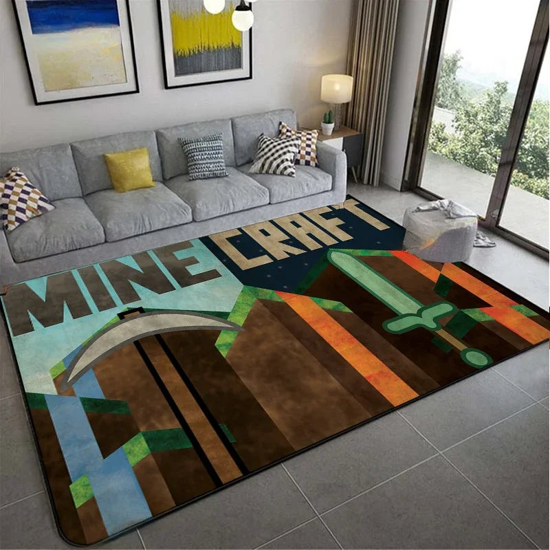 3D Game M-MINE Sandbox Carpet for Living Room Decor Bedroom