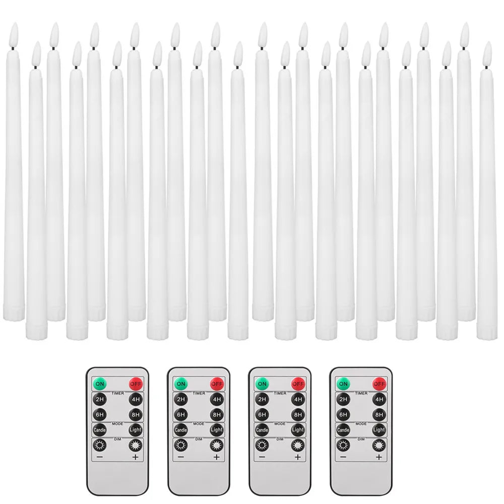 LED Flameless Taper Candles Flickering with 10-Key Remote