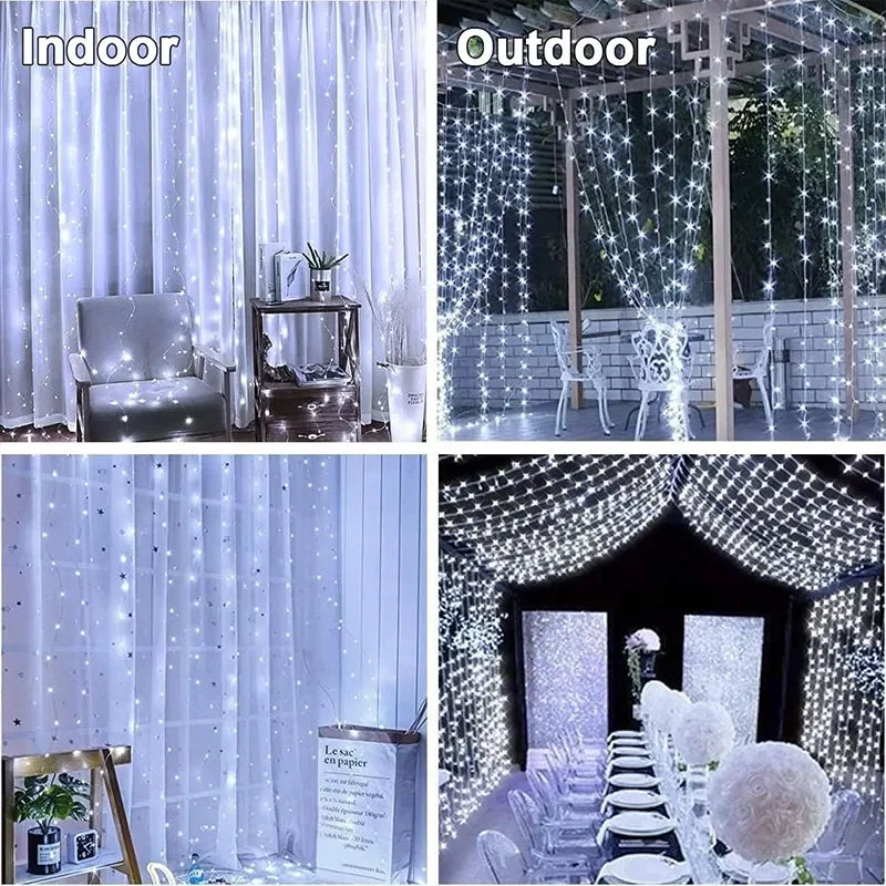 3M LED Curtain String Lights Fairy Decoration USB Holiday