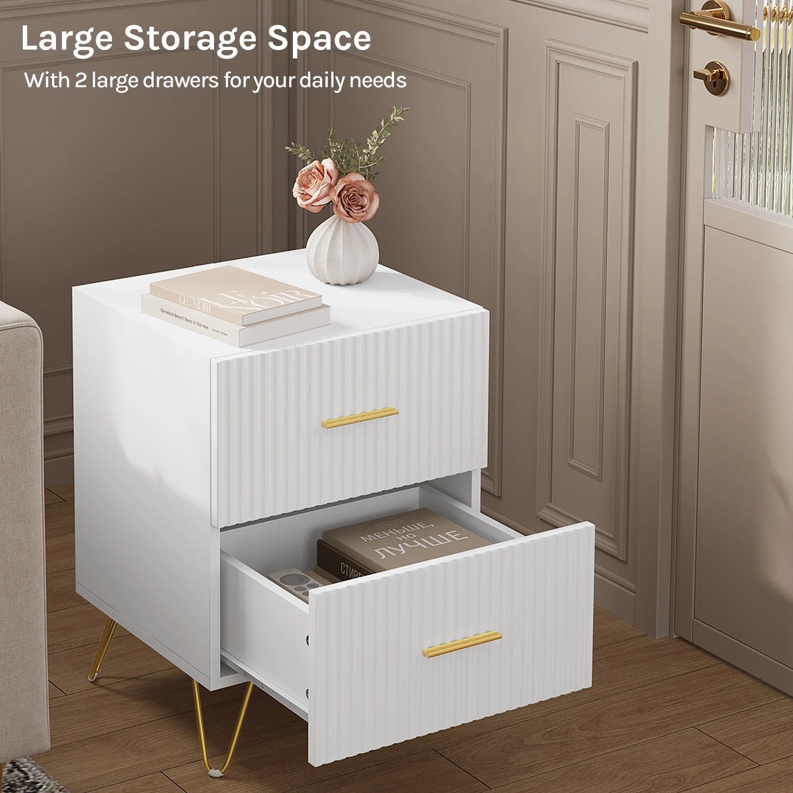 WOLTU Bedside Table Bedside Cabinet 2 Drawers Nightstand