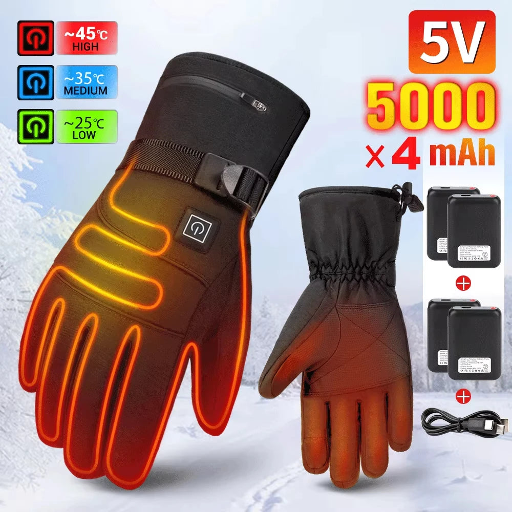 Electric Heated Gloves Winter Skiing Heated Gloves Moto Warm Waterproof