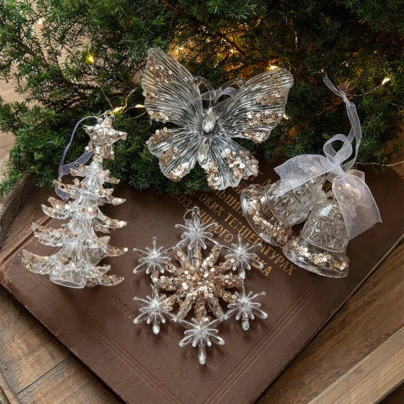 Crystal Christmas Tree Ornaments Acrylic Clear Hanging Crystals for Christmas
