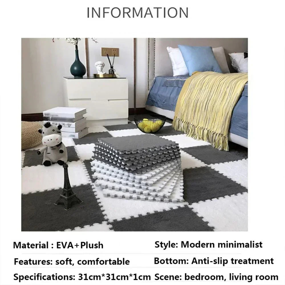 30x30cm Plush Puzzle Foam Floor Mat Creative Fashion Carpet