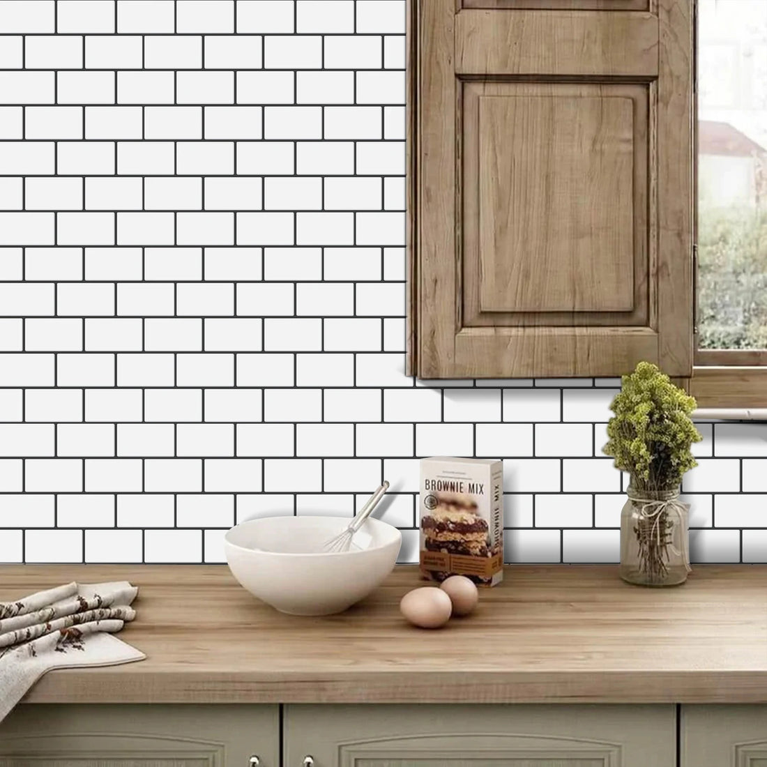 Subway Wall Stickers Peel and Stick 3d Brick Vinyl Wallpaper Bathroom Kitchen Backsplash