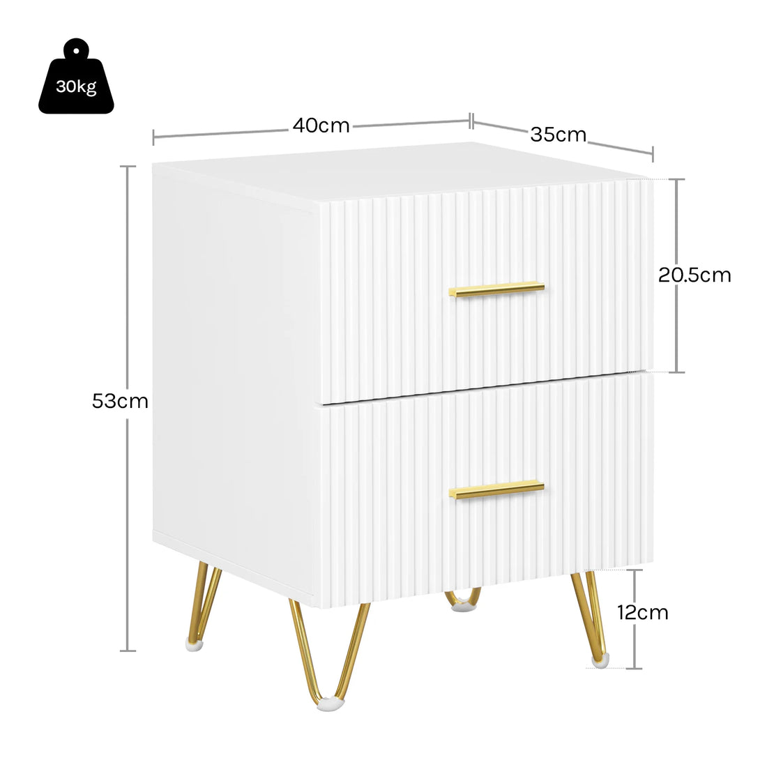 WOLTU Bedside Table Bedside Cabinet 2 Drawers Nightstand